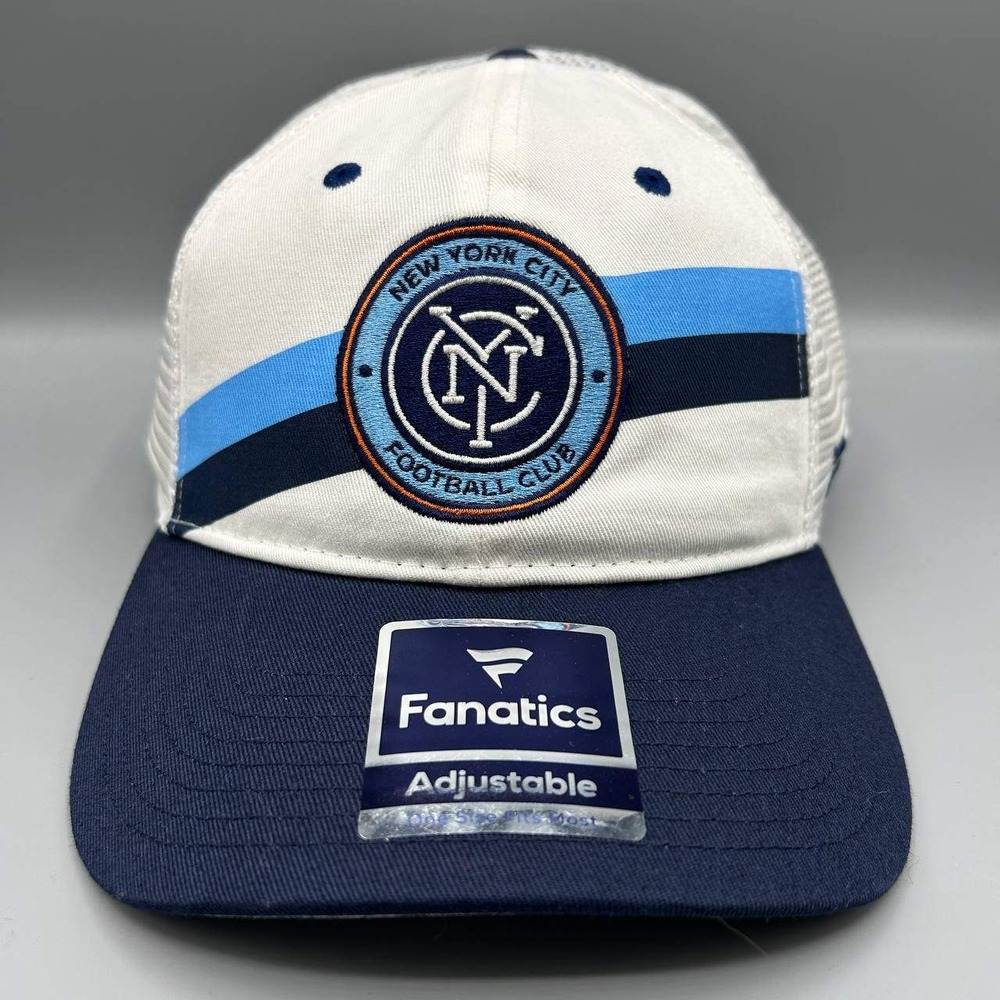 New‎ York City FC Trucker Hat Men White Embroidered MLS Fanatics Snap Back Cap